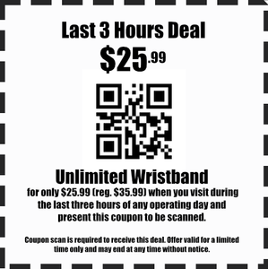 Last 3 Hours Unlimited Wristband Coupon