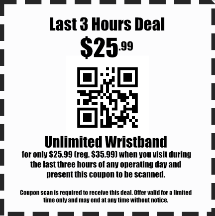Last 3 Hours Unlimited Wristband Coupon